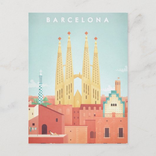 Poster voor reizen in Barcelona - Art Briefkaart (Voorkant)