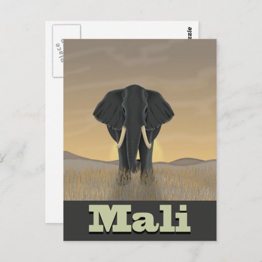 Poster voor reizen in het Malinese landschap Vinta Briefkaart (Voorkant / Achterkant)