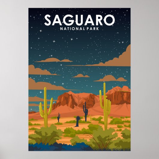 Poster voor reizen in het nationale park Saguaro (Voorkant)