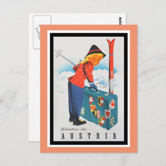 Poster voor reizen in Oostenrijk Briefkaart (Voorkant / Achterkant)