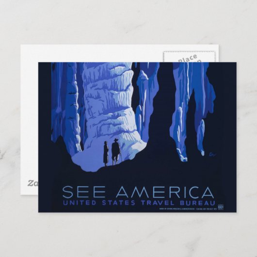 Poster voor reizen met reisafdruk briefkaart (Voorkant / Achterkant)