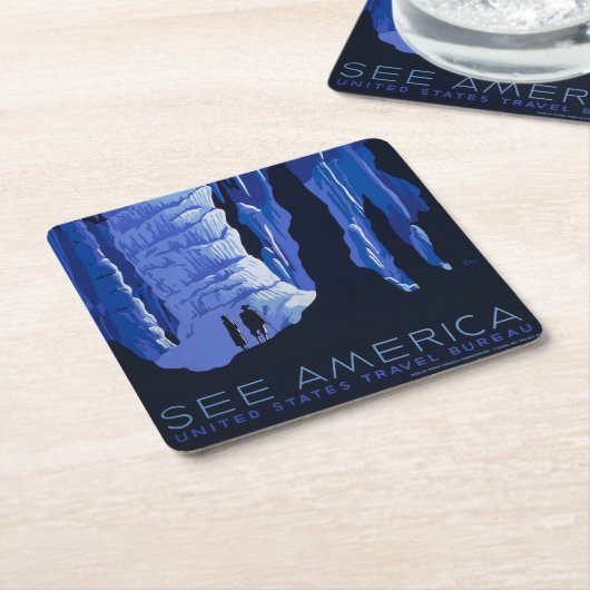 Poster voor reizen met reisafdruk kartonnen onderzetters (Schuin)