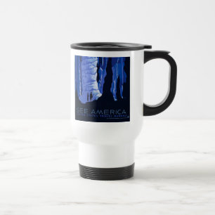 Poster voor reizen met reisafdruk reisbeker