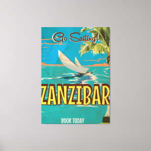 Poster voor reizen met Zanzibar Vintage Canvas Afdruk