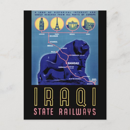 Poster voor reizen naar Irak teruggezet Briefkaart (Voorkant)