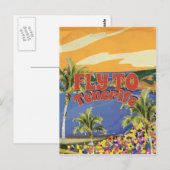 Poster voor reizen naar Tenerife Vintage Briefkaart (Voorkant / Achterkant)