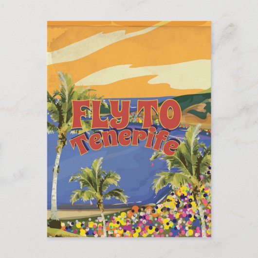 Poster voor reizen naar Tenerife Vintage Briefkaart (Voorkant)