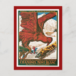 Poster voor reizen tijdens de Olympische Winterspe Briefkaart
