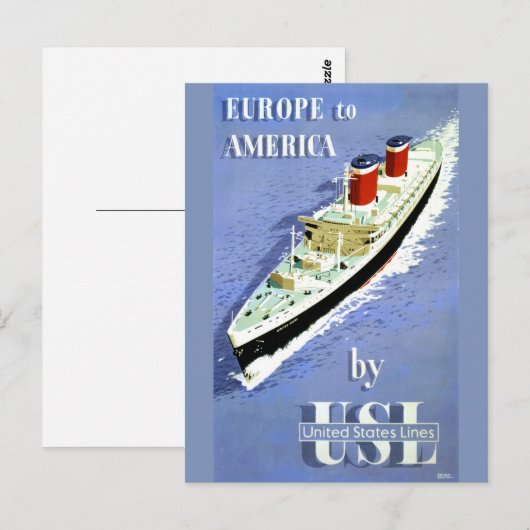 Poster voor reizen tussen Europa en Amerika Briefkaart (Voorkant / Achterkant)