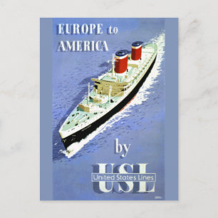 Poster voor reizen tussen Europa en Amerika Briefkaart