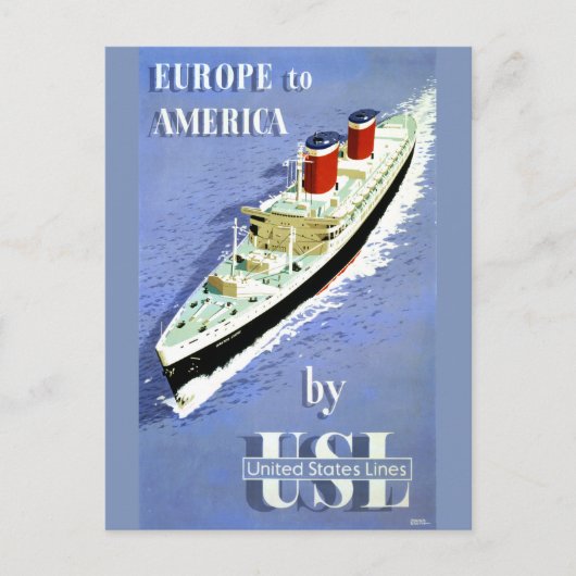 Poster voor reizen tussen Europa en Amerika Briefkaart (Voorkant)