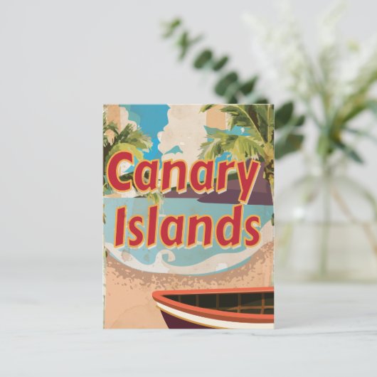 Poster voor reizen van de Canarische Eilanden Briefkaart (Staand voorkant)