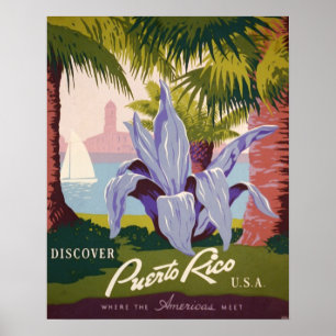 Poster voor reizen van Puerto Rico Vintage - Kunst