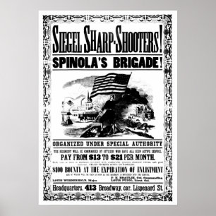 Poster voor rekrutering in de burgeroorlog, zwart