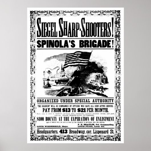 Poster voor rekrutering in de burgeroorlog, zwart (Voorkant)