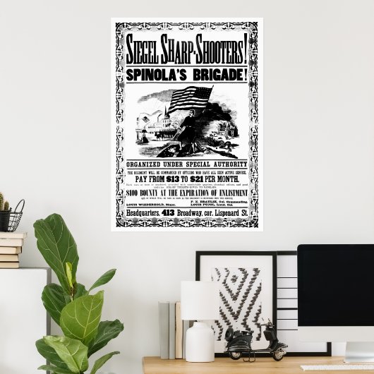 Poster voor rekrutering in de burgeroorlog, zwart (Thuiskantoor)