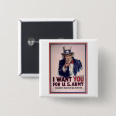 Poster voor rekrutering oom Sam Army Vierkante Button 5,1 Cm (Voorkant /achterkant)