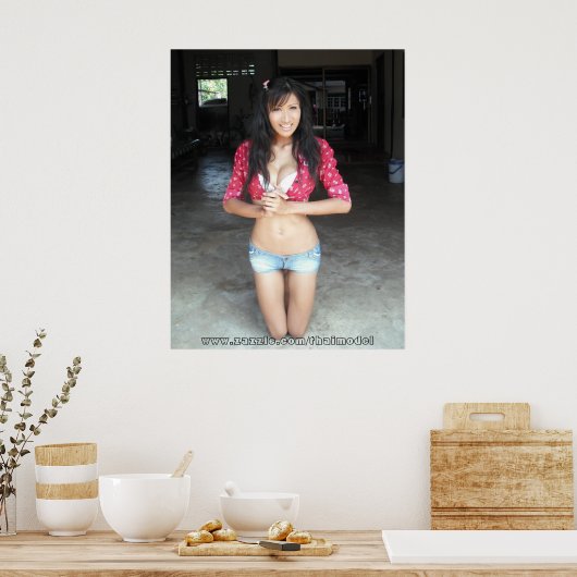 poster voor rode spijkerbroek (Keuken)