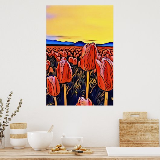 Poster voor rode tulpvelverf (Keuken)