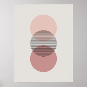 Poster voor roze en minimale cirkelwand