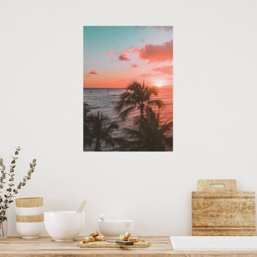 Poster voor roze zonnesteek voor strand (Keuken)