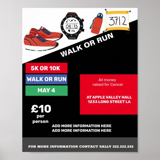 Poster voor RUN OF WALK-fundraisator (Voorkant)