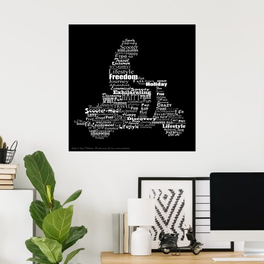 Poster voor scooter woord collage (Thuiskantoor)