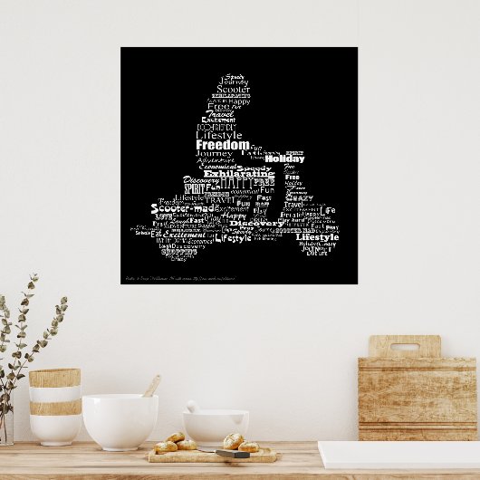 Poster voor scooter woord collage (Keuken)