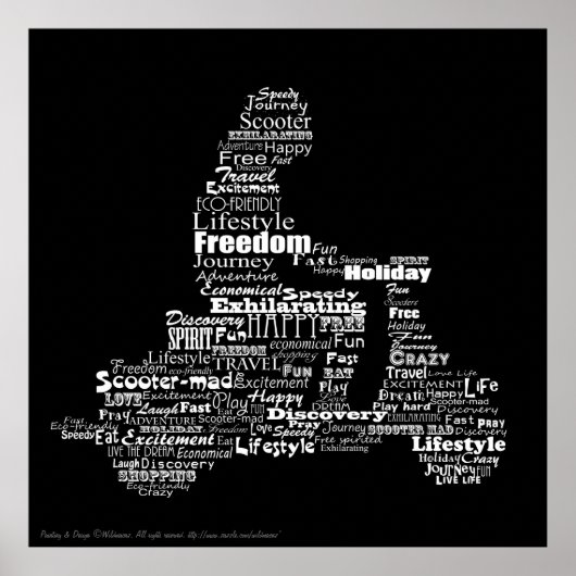 Poster voor scooter woord collage (Voorkant)