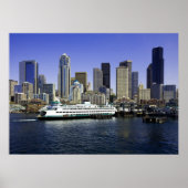 Poster voor Seattle Ferry en Buildings (Voorkant)