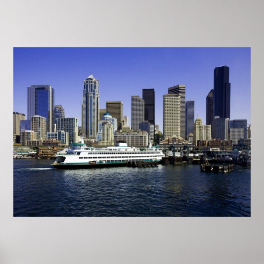 Poster voor Seattle Ferry en Buildings (Voorkant)
