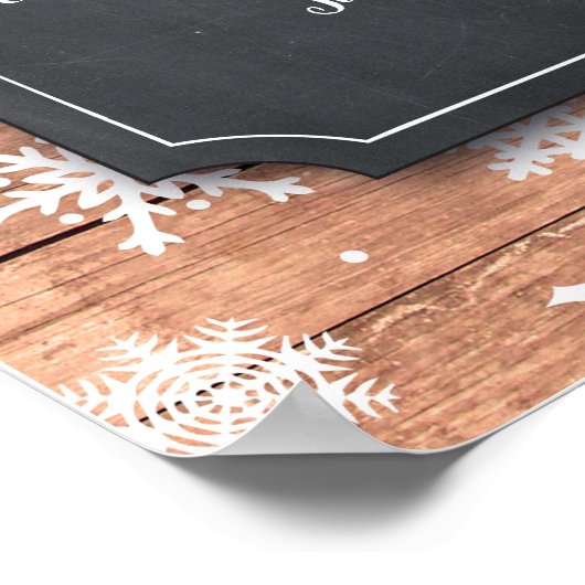 Poster voor tafelbruiloft wintersneeuwvlokken (Hoek)