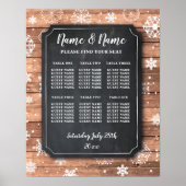 Poster voor tafelbruiloft wintersneeuwvlokken (Voorkant)