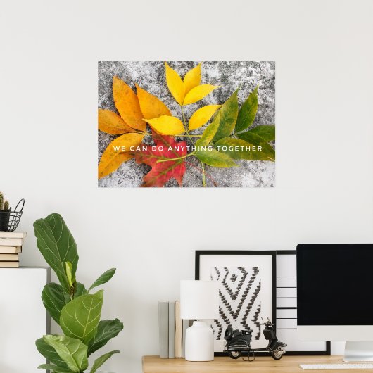 Poster voor teamwerk afdrukken (Thuiskantoor)