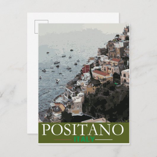 Poster voor toerisme in Positano Aankondigingskaart (Voorkant / Achterkant)