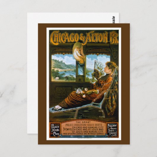 Poster voor treinreizen in Chicago en Alton Railro Briefkaart (Voorkant / Achterkant)
