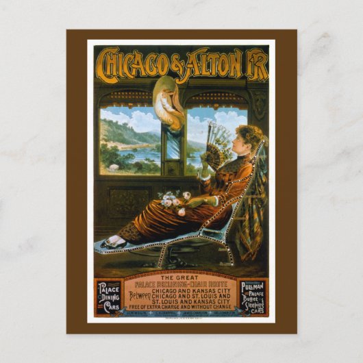 Poster voor treinreizen in Chicago en Alton Railro Briefkaart (Voorkant)