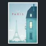 Poster voor treinreizen Parijs Vintage<br><div class="desc">Reisposter in de  stijl van Parijs,  Frankrijk,  geïnspireerd door de klassieke posters van de jaren 20. De tekst leest Visit Paris. De originele hand die door Henry Rivers van Travel Poster Co. is getekend en digitaal weergegeven,  toont het afbeelding de Eiffel Tower en de Parisian terraced apartments.</div>
