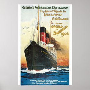 Poster voor treinverkeer Oceanliner Ierland