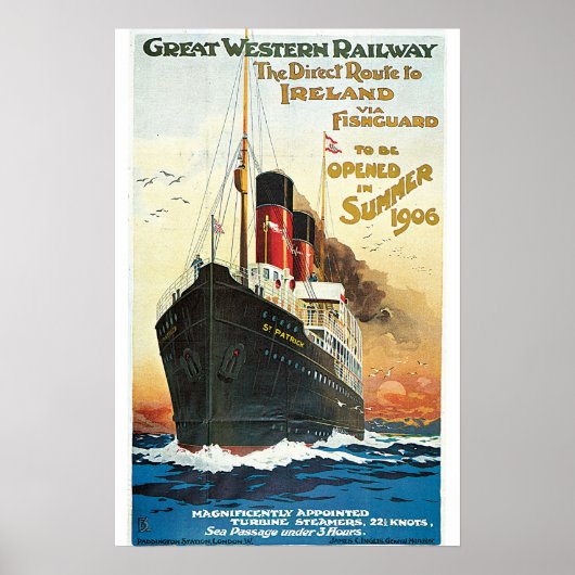 Poster voor treinverkeer Oceanliner Ierland (Voorkant)