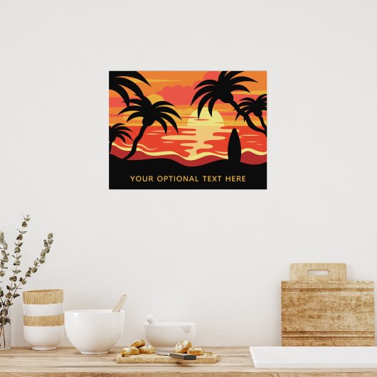 Poster voor Tropical Sunset-aangepaste tekst (Keuken)