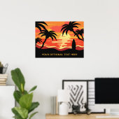 Poster voor Tropical Sunset-aangepaste tekst (Thuiskantoor)