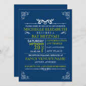 Poster voor Typografie Bar-Bat Mitzvah Kaart (Voorkant / Achterkant)