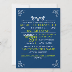  Poster voor Typografie Bar-Bat Mitzvah Kaart