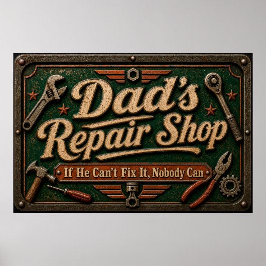 Poster voor vaders garage (Voorkant)
