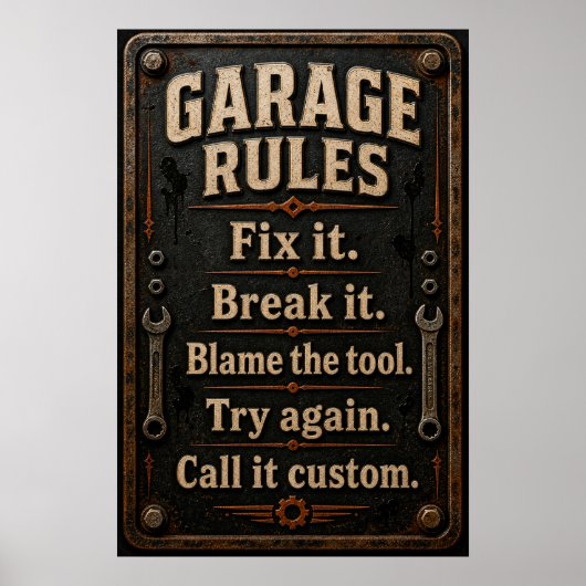 Poster voor vaders garage (Voorkant)