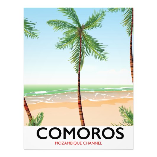 Poster voor vakantie op de Comoren-eilanden. (Voorkant)