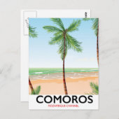 Poster voor vakantie op de Comoren-eilanden. Briefkaart (Voorkant / Achterkant)