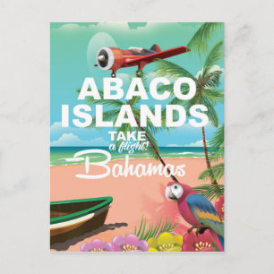 Poster voor vakantie op de eilanden van Abaco Briefkaart