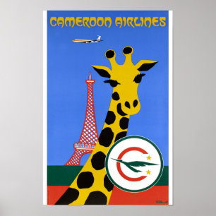 Poster voor Vintage-reisreis van Cameroon Airlines